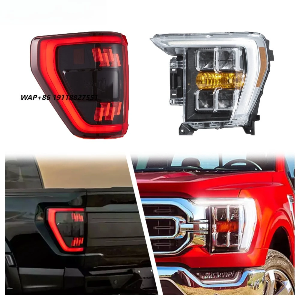 HETOP for F150 Headlight Taillight 2021-2025 Set Custom 13th Dual Beam Upgrade LED Sequential Turn Signal Tail Lamp for