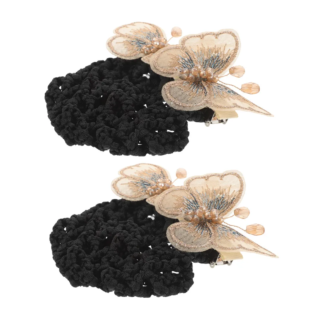 2Pcs Butterfly Hair Nets Soft Mesh Hairnet for Buns Nurse Flight Attendant Bun Hair Covers Elegant Hairstyle Protection