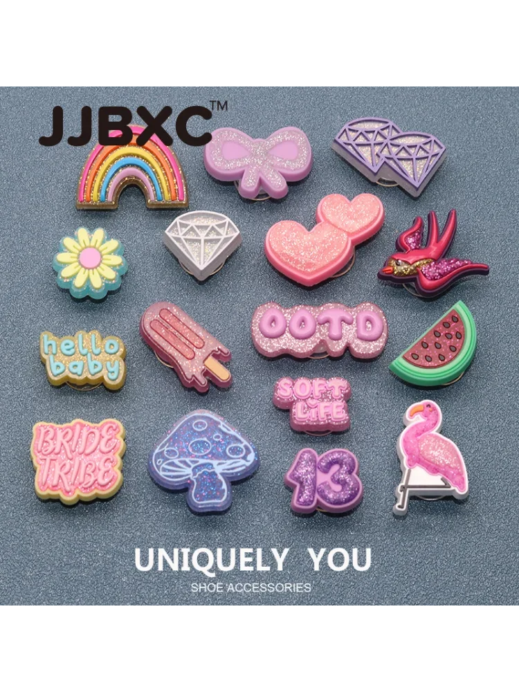 JJBXC – boucle de chaussure à breloques, accessoires de chaussures à paillettes de dessin animé, accessoires de chaussures à la mode adaptés aux chaussures croisées