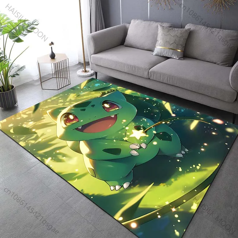 Japan Pokémon Bulbasaur Print Rug Carpet for Living Room Children Bedroom Mat Sofa Doormat Floor Rug Home Decor Anti Slip Mat