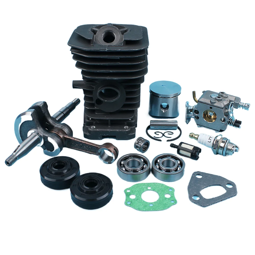 38mm Cylinder Piston Crankshaft Carburetor For Husqvarna 136 137 141 142 Chainsaw Bearing Oil Seals Filter Gasket NIKASIL PLATED
