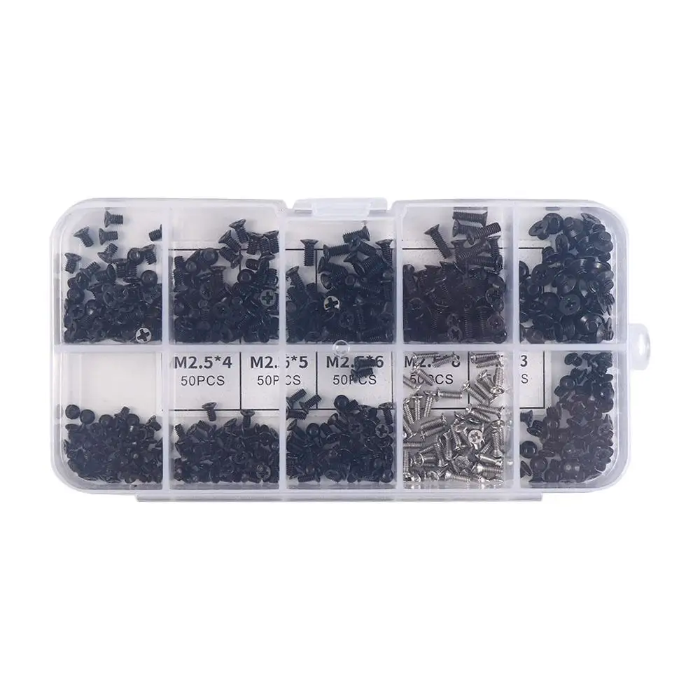

500Pcs M2 M2.5 M3 Laptop Screws Set Universal Looseness-proof Hard Drive Screws Carbon Steel with Storage Box Computer Screws
