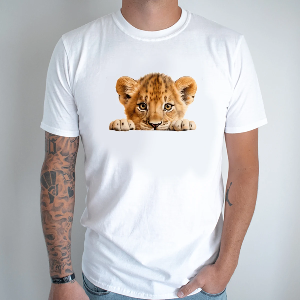 Hide And Seek Animal Tiger,Hedgehog, Rabbit Cartoon Print Men'S Tshirt Funny Zoo Patterns Tshirt Fashion Men'S Clothes Shirt Top