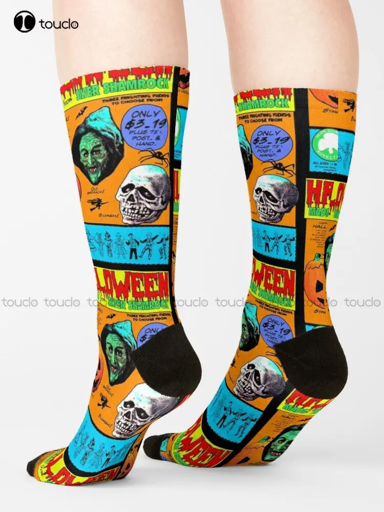 Halloween Madness From Silver Shamrock Socks Youth Black Soccer Socks Christmas New Year Gift 360° Digital Printing New Popular