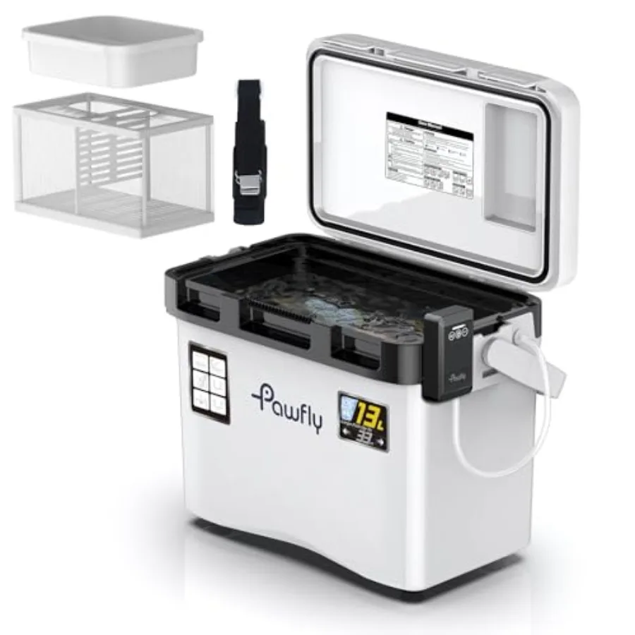 

Live Bait Cooler 13-19 QT Leak-Proof Fishing Cooler with Rechargeable Aerator Portable Fish Livewell for Boat Insulated Minnow