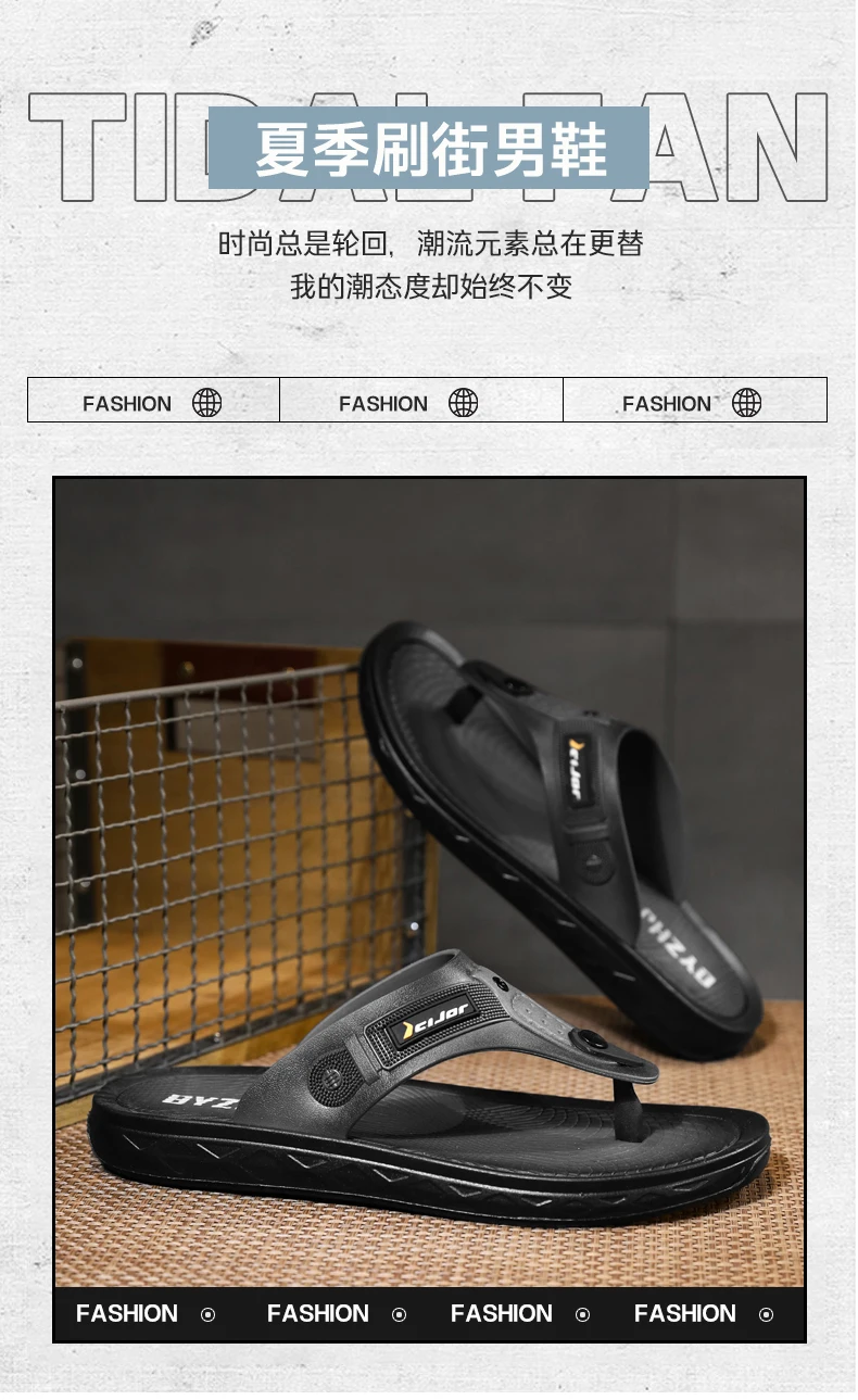 Herren-Flip-Flops mit Ledertextur, Sommer-Rutschfeste Slides mit Dicker Sohle, Strand-Hausschuhe, Lässige Outdoor-Hausschuhe, Bequeme Pantoffeln – Detail 3