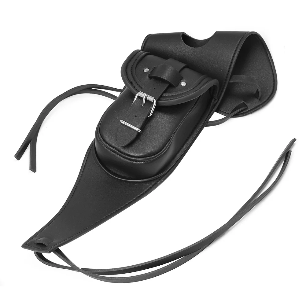 Black PU Leather Fuel Tank Bag Cover for Harley Sportster XL883 1200 X48 Dyna, Universal Motorcycle Tank Bag