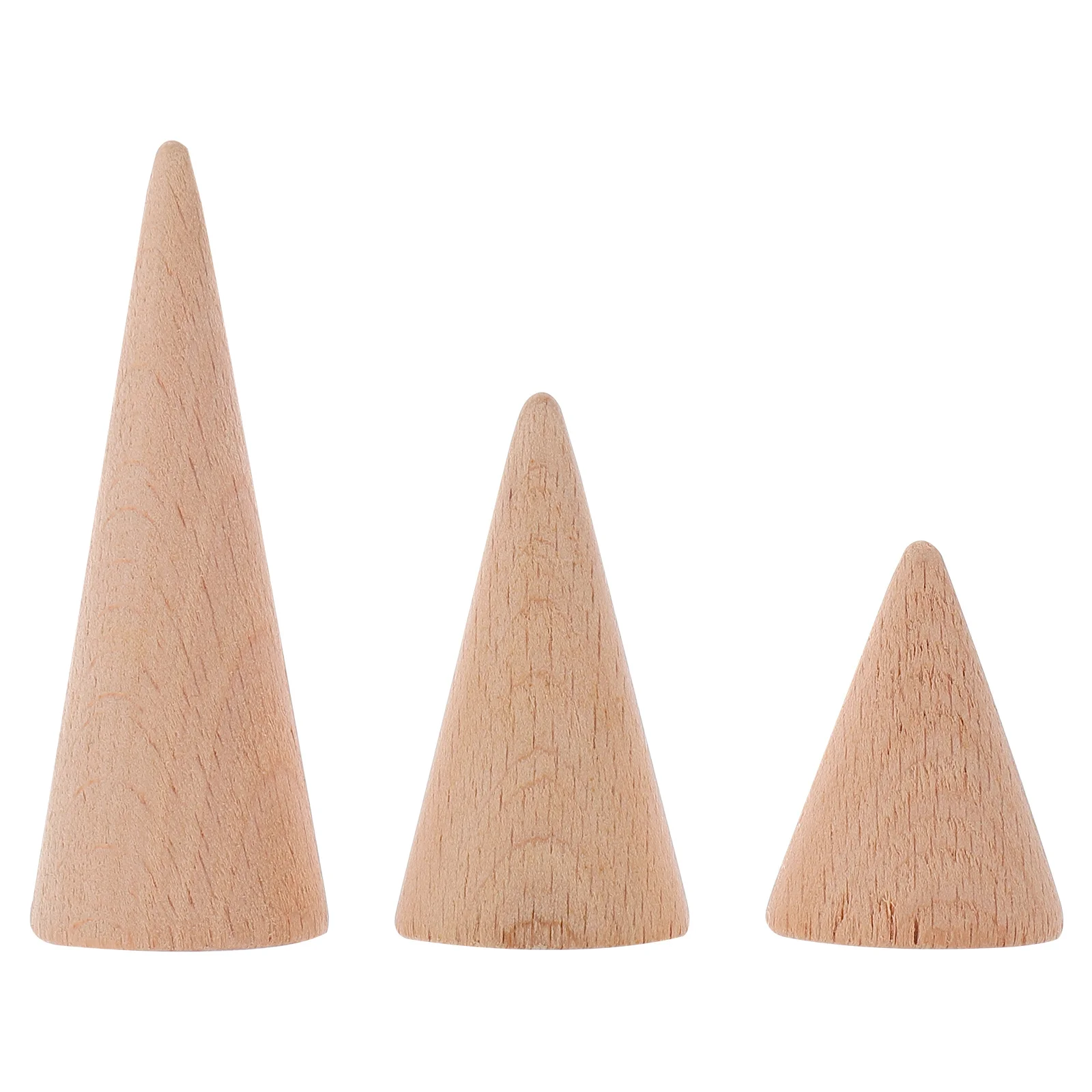 3 قطعة الخشب الصلب مخروط الشكل حلقة عرض موقف تخزين الرف حامل مجوهرات لسطح المكتب متجر عرض الرف