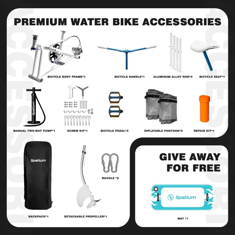 Inflatable Water Bike - Lightweight & Portable For Travel Withe Accessories Inflatable Water Bike For Beachclub