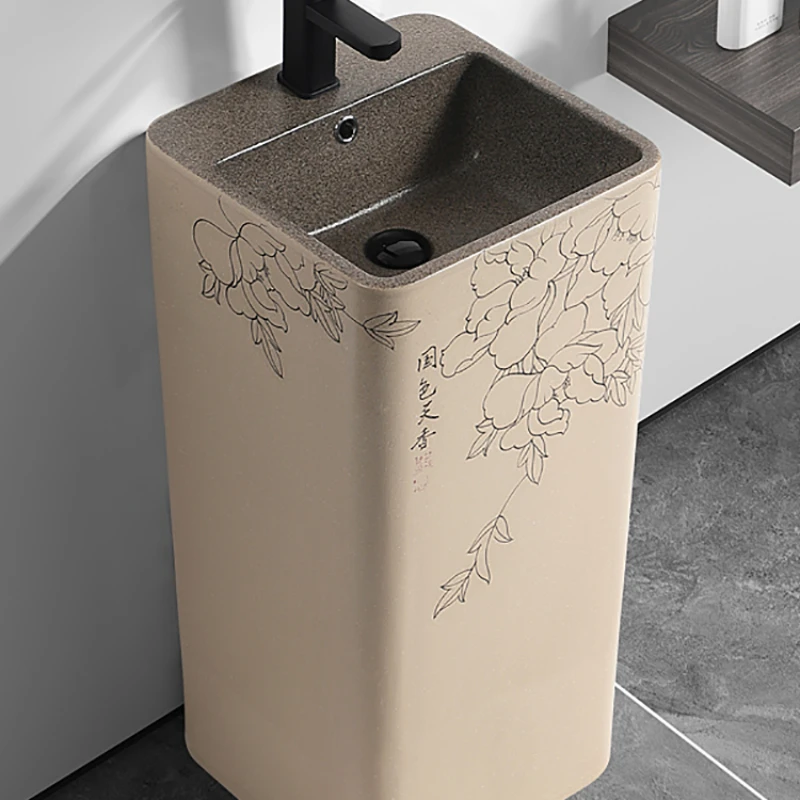 

Pillar washbasin integrated floor-standing outdoor patio wash ceramic column art garden wash basin