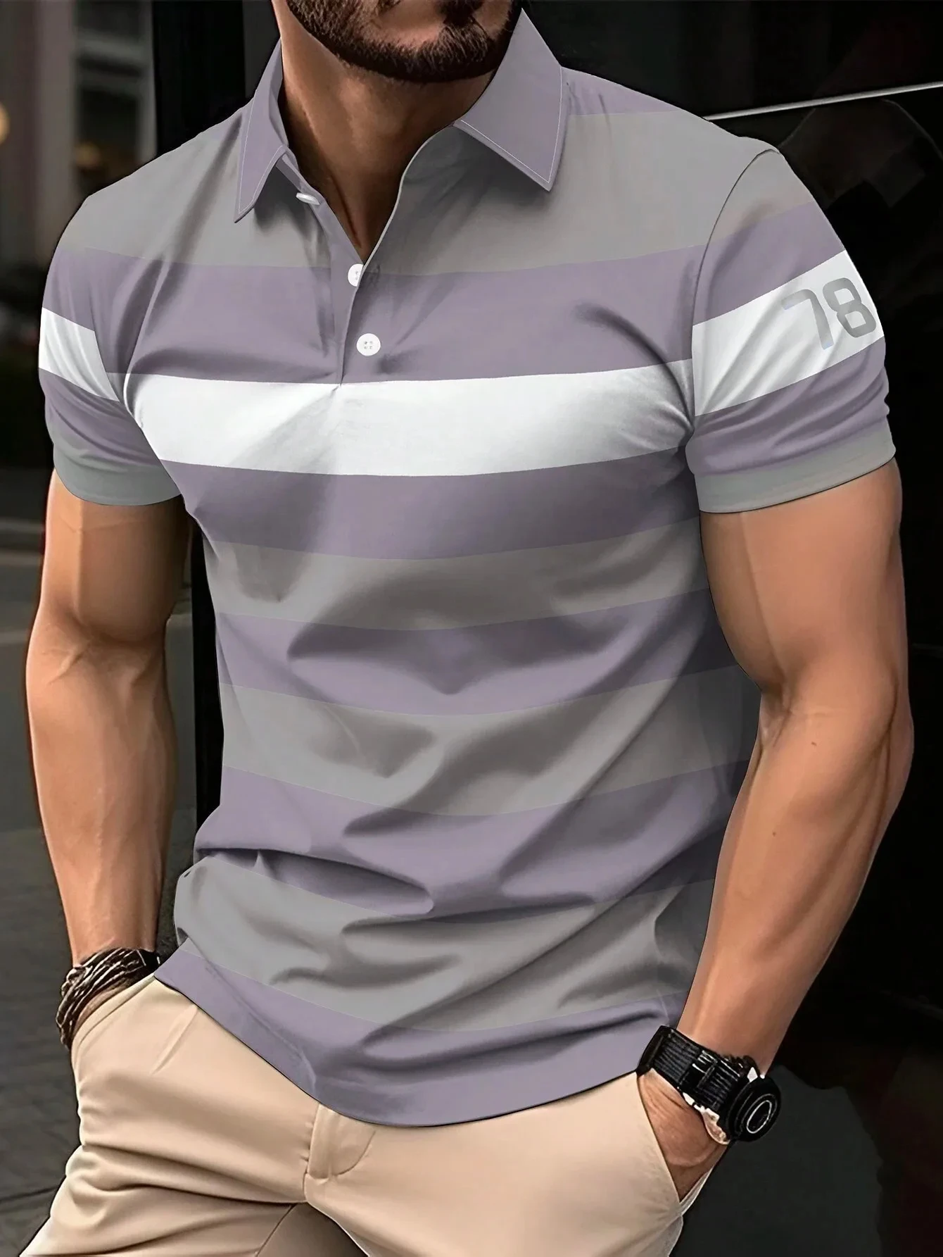 Summer Best-selling Men's Button-down Polo Shirt Collar Short-sleeved Pullover Casual Sports Solid Color Lapel Trend T-shirt image 2