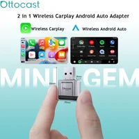 Adaptador Inalámbrico OTTOCAST Ultra Mini 2 en 1 para CarPlay y Android Auto, Dongle USB, Conexión Rápida, Compatible con el 98% de los Autos, para Audi, Benz, VW