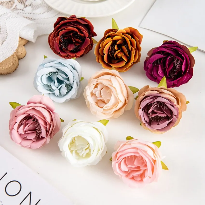 

10PCS Silk Artificial Flower Rose Head Christmas Arches Home DecorArrangement Wedding bridal bouquet Diy Photography props