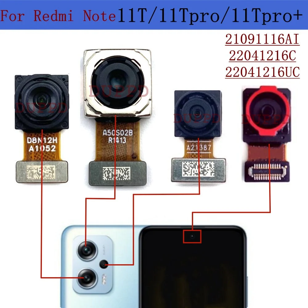 Rear Back Main Camera For Xiaomi Redmi Note11T Note 11T Pro+Plus Front Samll Facing Camera Moduel Flex Cable Parts