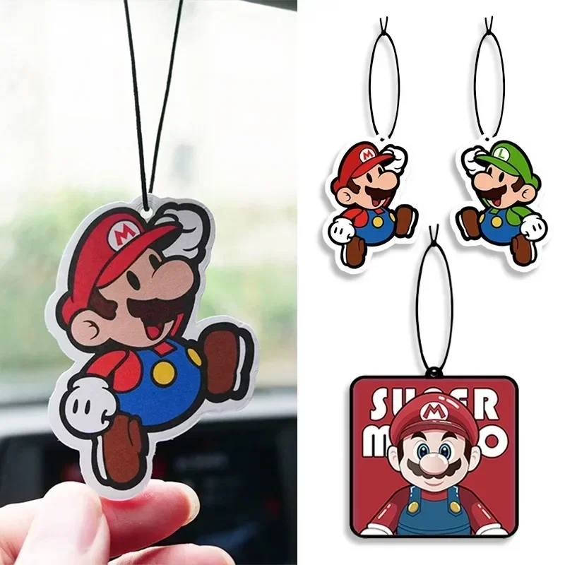 Super Bros Car Fragrance Pendant Anime Cartoon Marios Rear View Hanging Perfume Lasting Deodorization Car Interior Decoration