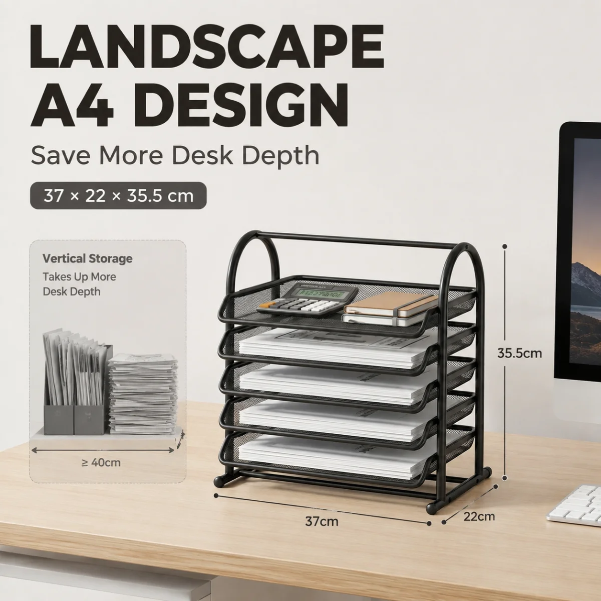 5‑Tier  File Organizer A4 Paper Document Letter Tray Desktop Storage Rack for Office Worker Teacher Student Home Classroom Desk