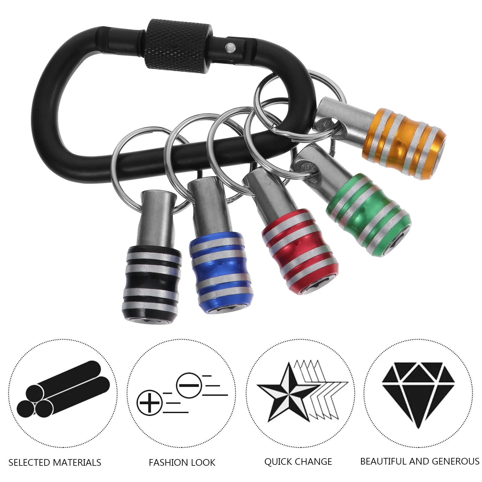 

5Pcs Rust-Proof Key Chain Extentors Compact Portable Stainless Steel Screwdriver Bit Holder Carabiner Extending Sliding Smooth