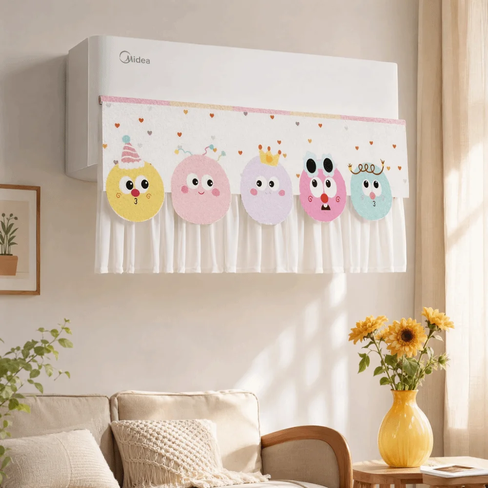 Self-Adhesive AC Wind Deflector Curtain No-Punching Anti-Direct Blowing Air Outlet Cover Cartoon Cute Air Conditioning Hood