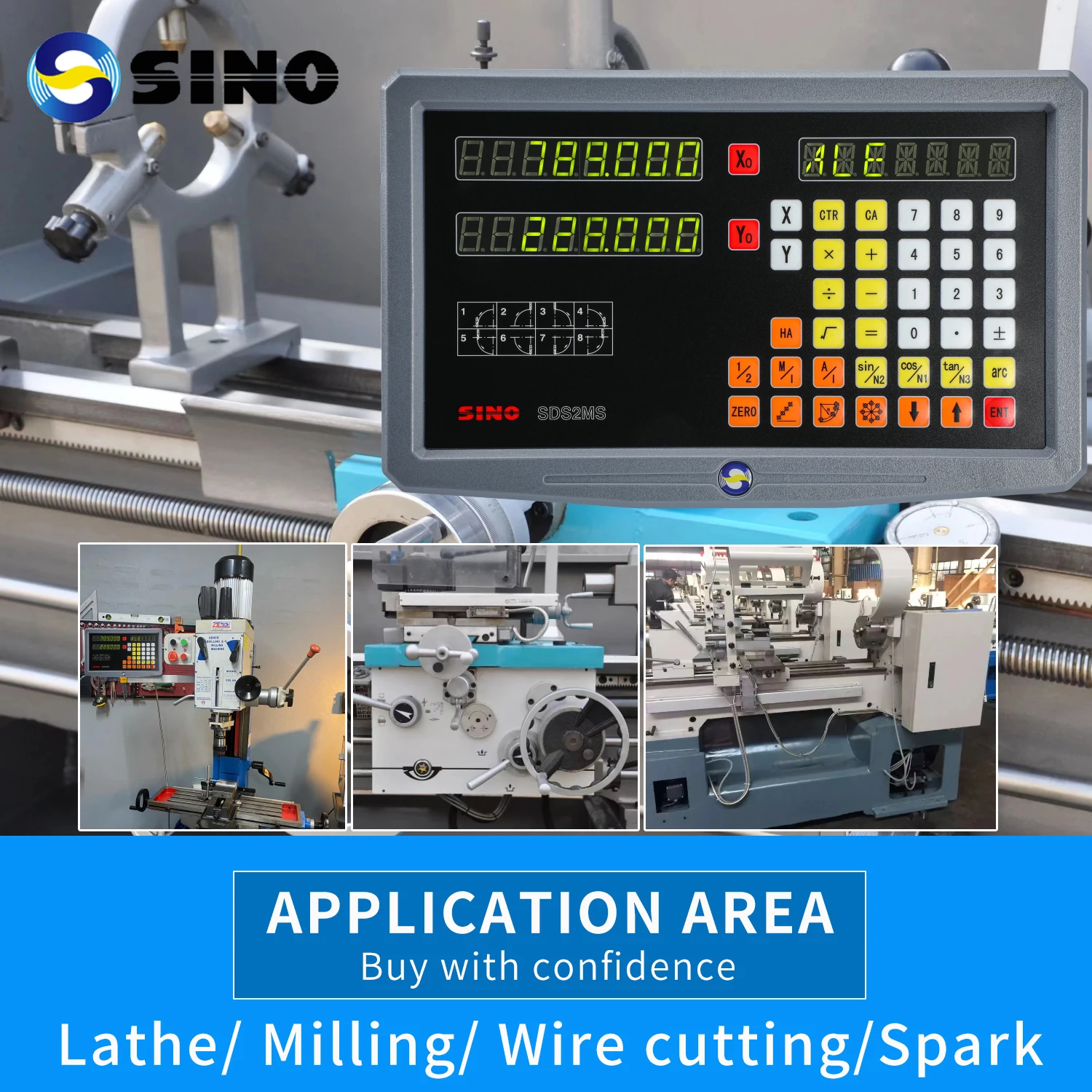 

HOT LOKSHUN 2/3-Axis Digital Readout DRO Display Big Screen For Lathe Grinder Millilling