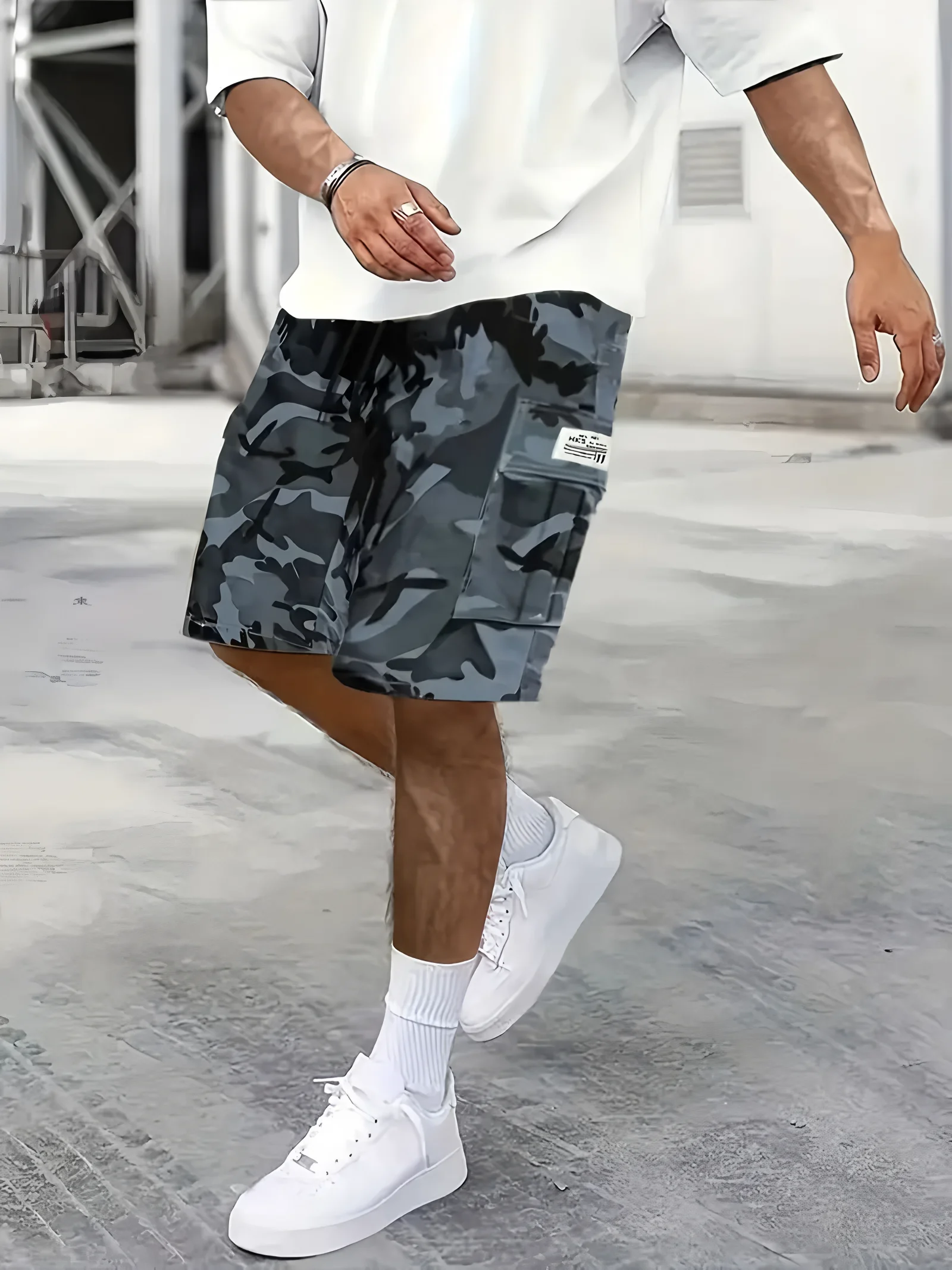 

Men's Shorts Summer Casual Jogging Cargo Shorts Loose Multi-pockets Elastic Waist Work Hiking Overalls Short Pants
