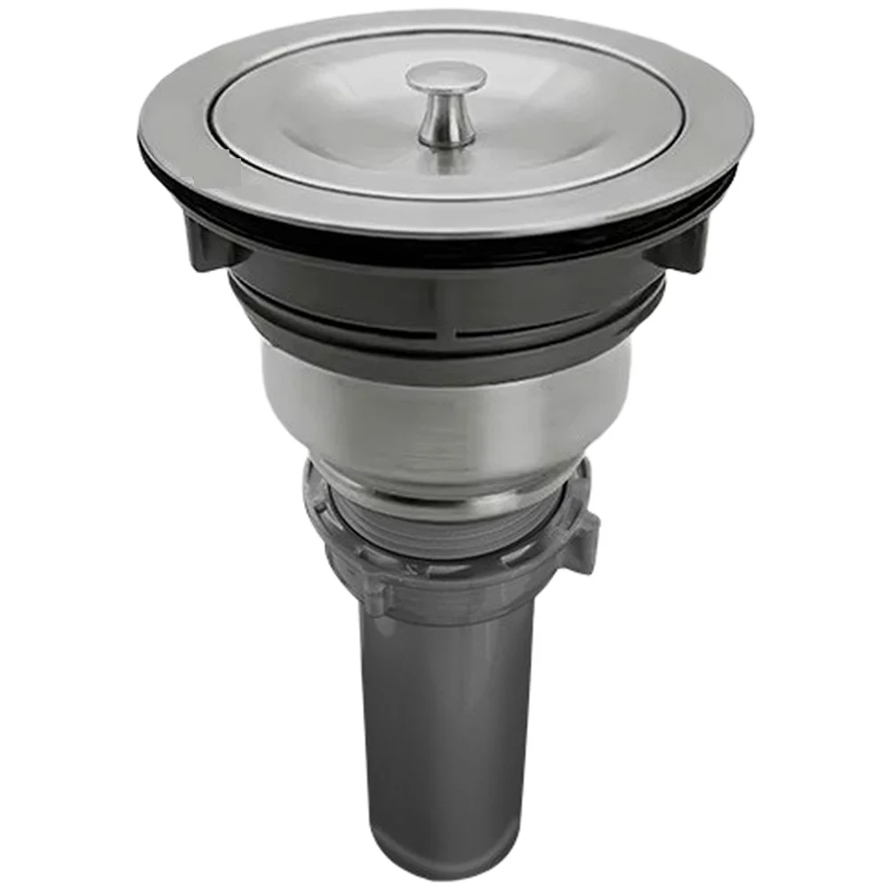 Kitchen Sink Drain Pipe with S Shaped Brushed Stainless Steel and Pull Up PP Part for Standard Sink Applications