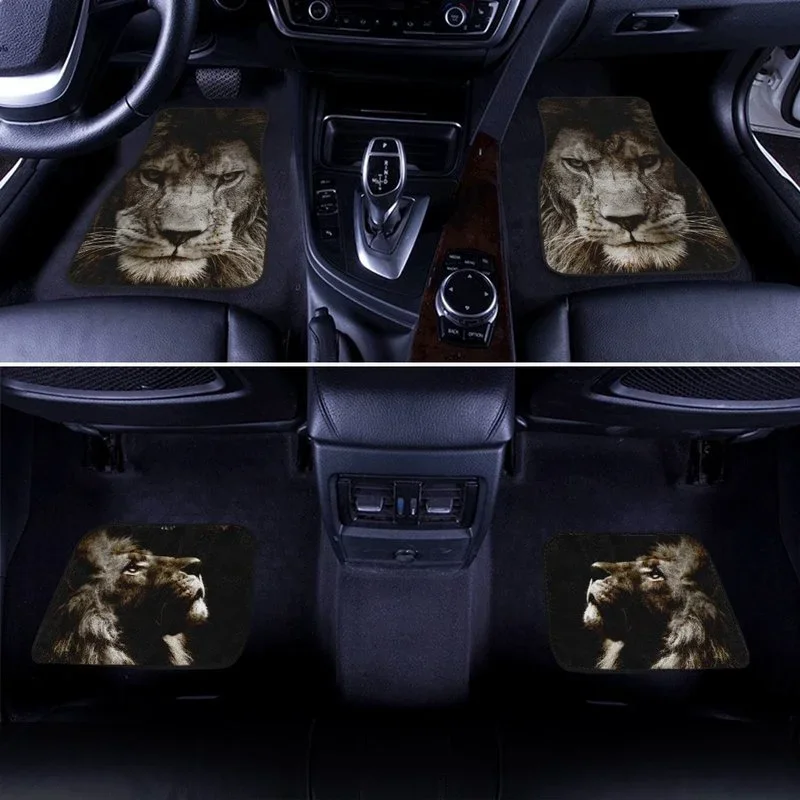 Lion Car Floor Mats Custom Car Accessories Awesome Gift Idea For Dad 4PCs Pack