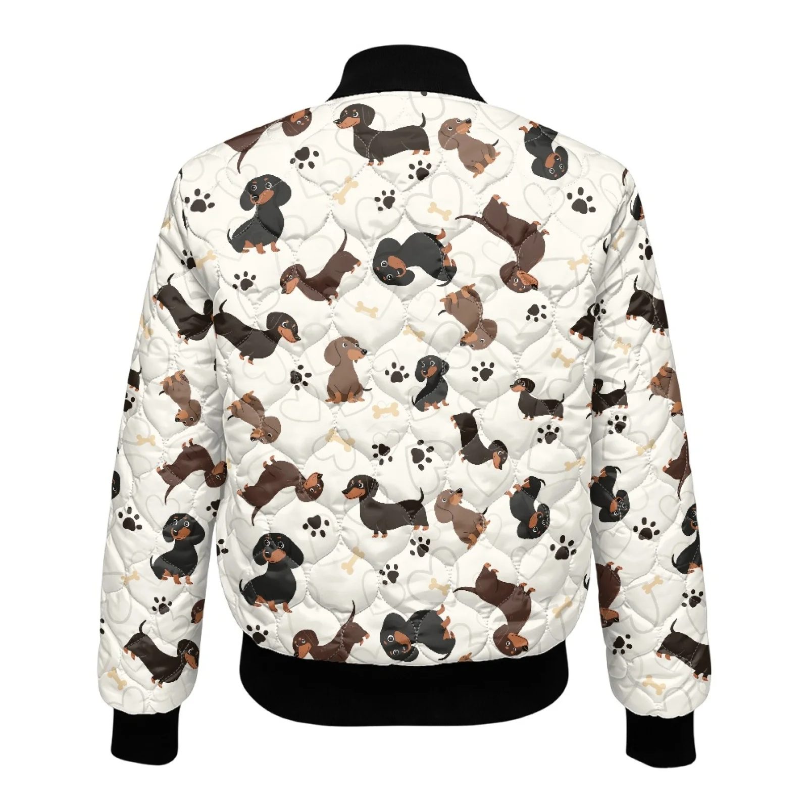 PENSTROLL Dachshund Dog Print Women's Lightweight Quilted Puffer Jacket with Pockets Comfortable Warm Coat for Work