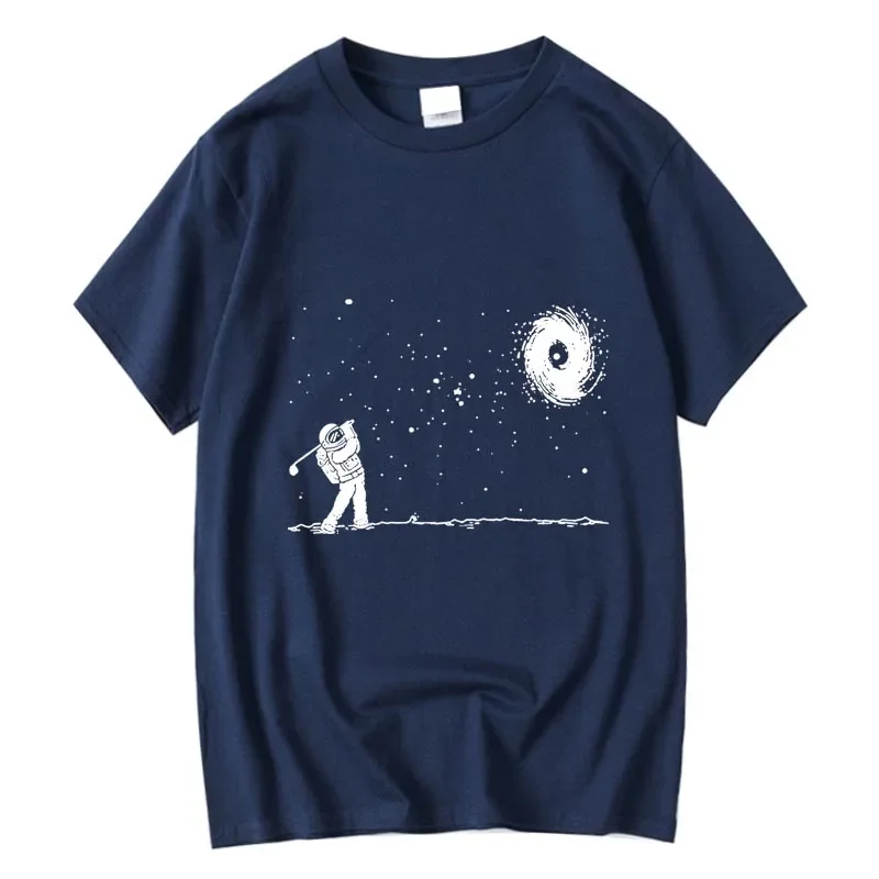 Summer Men's High Quality 100% Cotton Funny Astronaut Print T Shirt Loose O-neck Men Tshirt Short Sleeve T-shirt Male Tee Tops