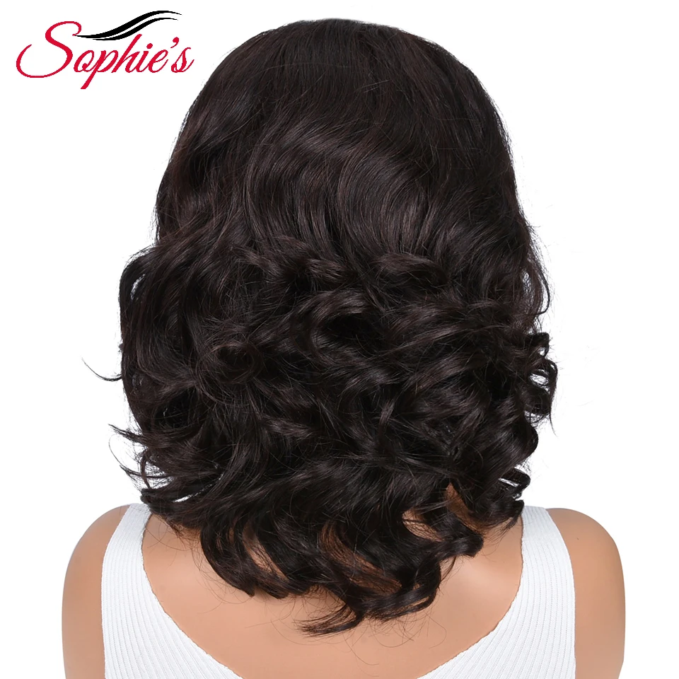 Sophies-Peluca de cabello humano ondulado para mujer, postizo de 4x4 con cierre de encaje, Color Natural, Remy brasileño, densidad de 180%, 10