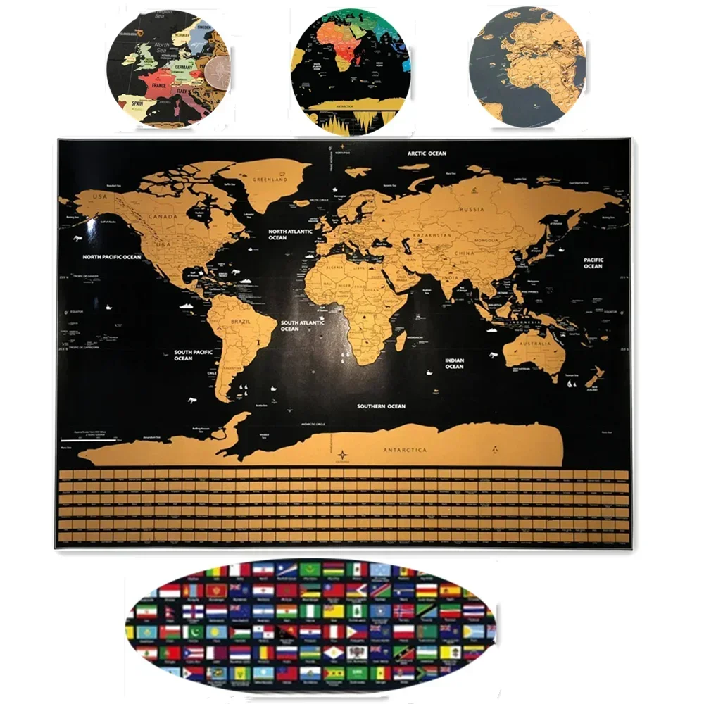 

Best selling Amazing Travel Scratch Maps with Flag Luxury Gold Foil Black Scratch Off Maps Excellent Wall Art Gifts for Traveler