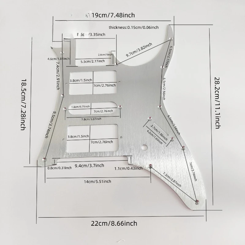 واقي ألومنيوم HSH للجيتار الكهربائي، 3 لوحة خدش لاقط واحدة من هامبوكر لـ Strat Ibanez Superstrat
