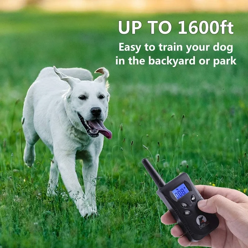 1600Ft Electric Dog Vibration Collar No Shock Dog Training Collar With Remote IP67 Waterproof Rechargeable Safty Bark Stop Colla
