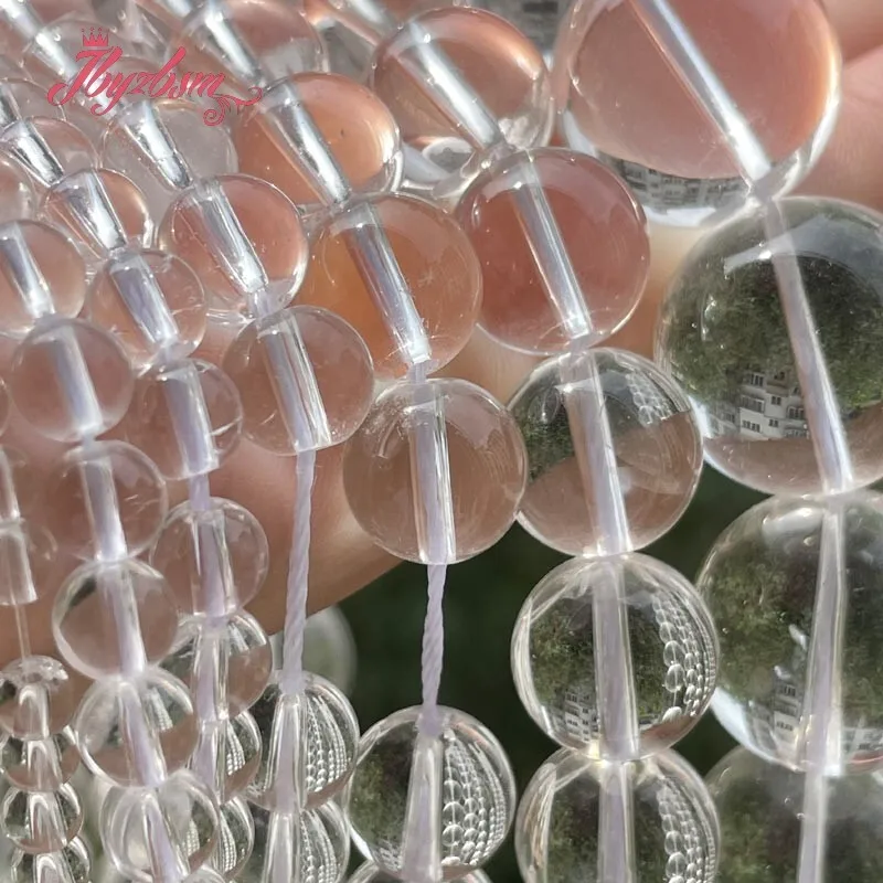 

4/6/8/10/12mm Round White Clear Rock Quartz Crrystal Stone Beads 15 inch for DIY Bracelet Necklace Jewelry Making Free Shipping