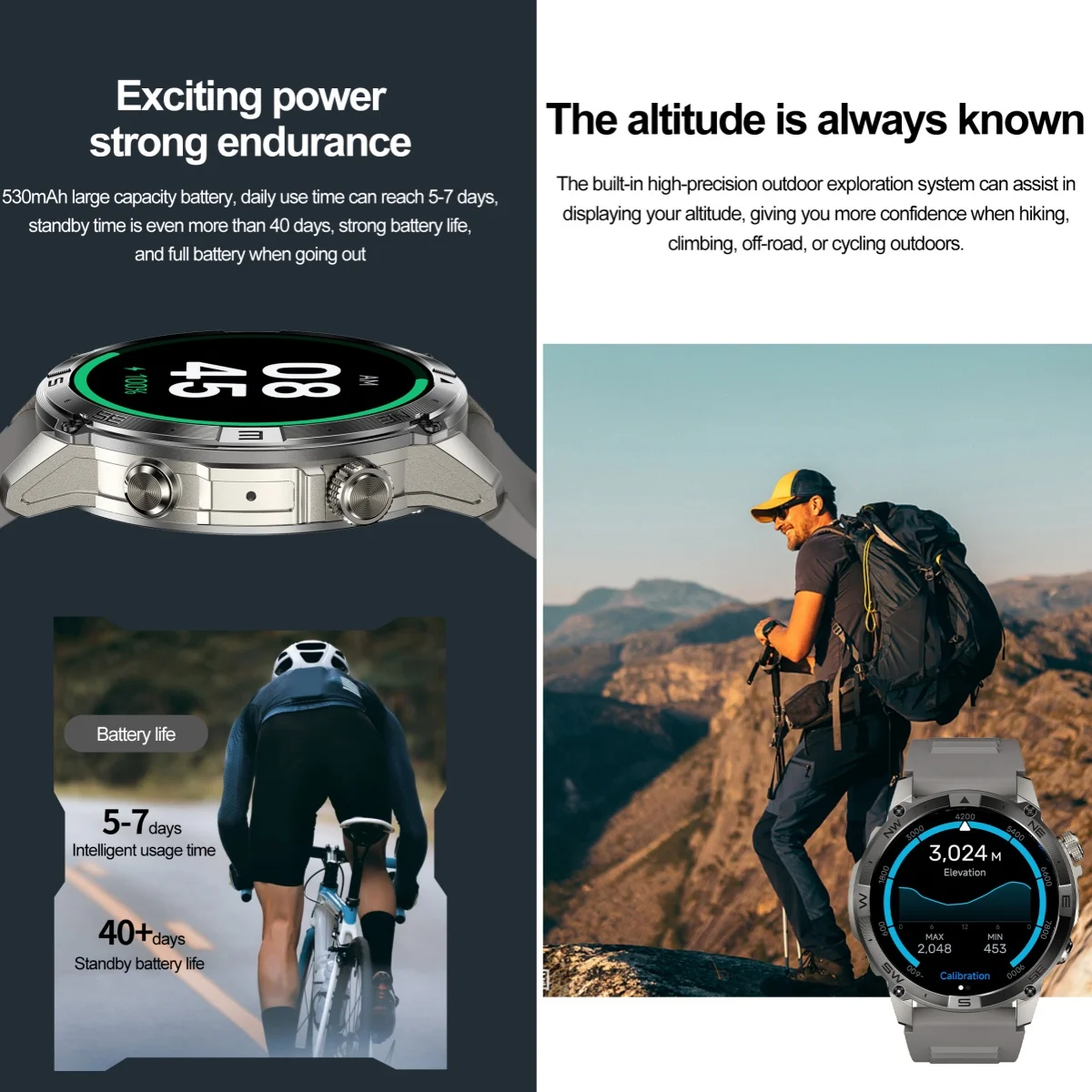 VWAR ACE GPS ساعة ذكية 5ATM مقاوم للماء AMOLED البوصلة مقياس الارتفاع الجوي بلوتوث مكالمات الهاتفية الرياضة في الهواء الطلق Smartwatch الرجال