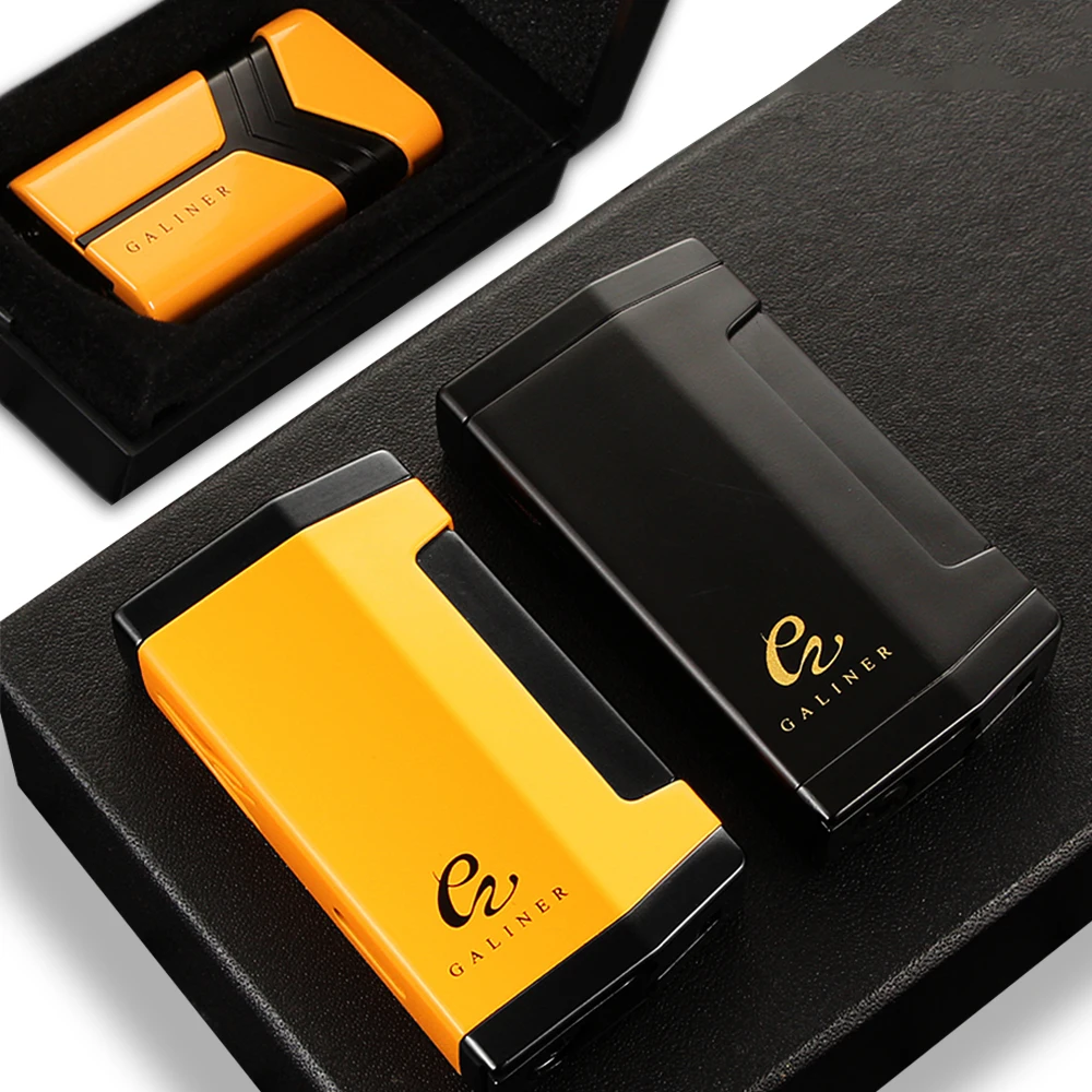 

GALINER Pocket Cigar Lighter Butane 2 Jet Blue Flame Torch Lighters With Punch Gift Box