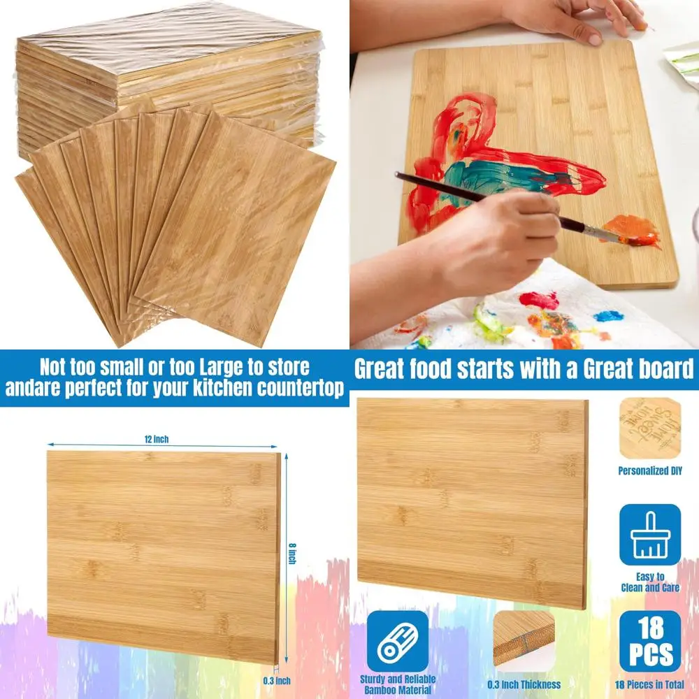 

Large Wooden Cutting Board Set for Kitchen, Meat, Cheese, Bread - 18 Piece Bulk Chopping Boards Collection