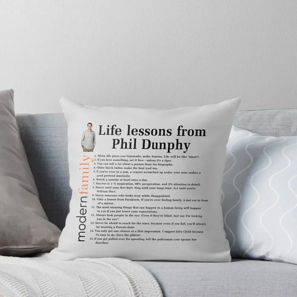 Life Lessons From Phil Dunphy Modern Family Films Sitcom Movie Cameron Tucker Alex Dunphy Gift Graph Throw Pillow