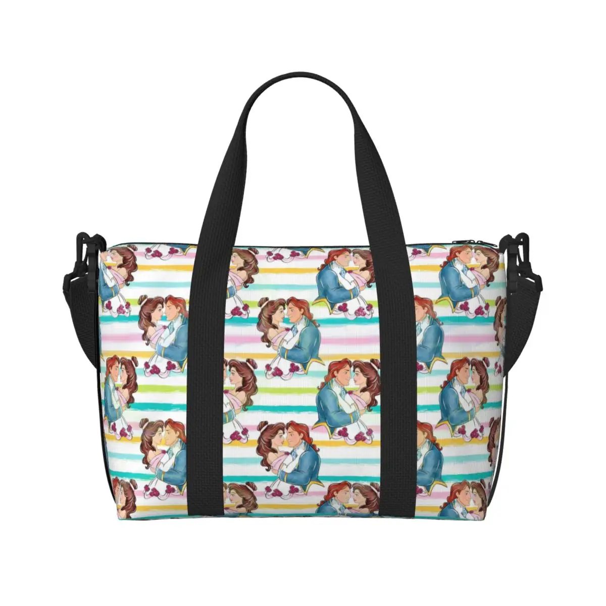 

Custom Beauty and the Beast Tote Bag Women Big Capacity Fairy Tale Beach Gym Travel Bags