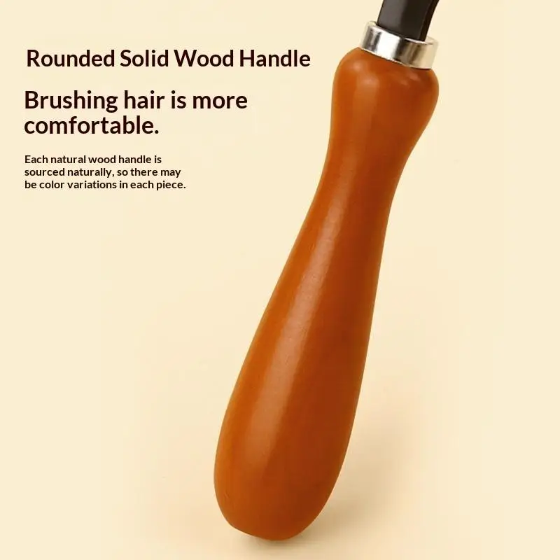 Wood Metal Carpet Groomer Rake Portable Handheld Pet Groom Comb Non-Scratch for Home Dog Cat Hair Carpet Maintenance