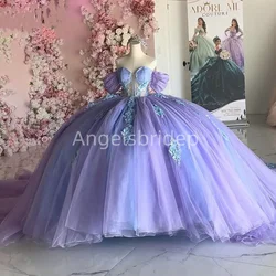 Angelsbridep Elegant Purple Ball Gown Quinceanera Dresses 3D Handmade Flower  Evening Party Dress Woman Vestidos De Festa