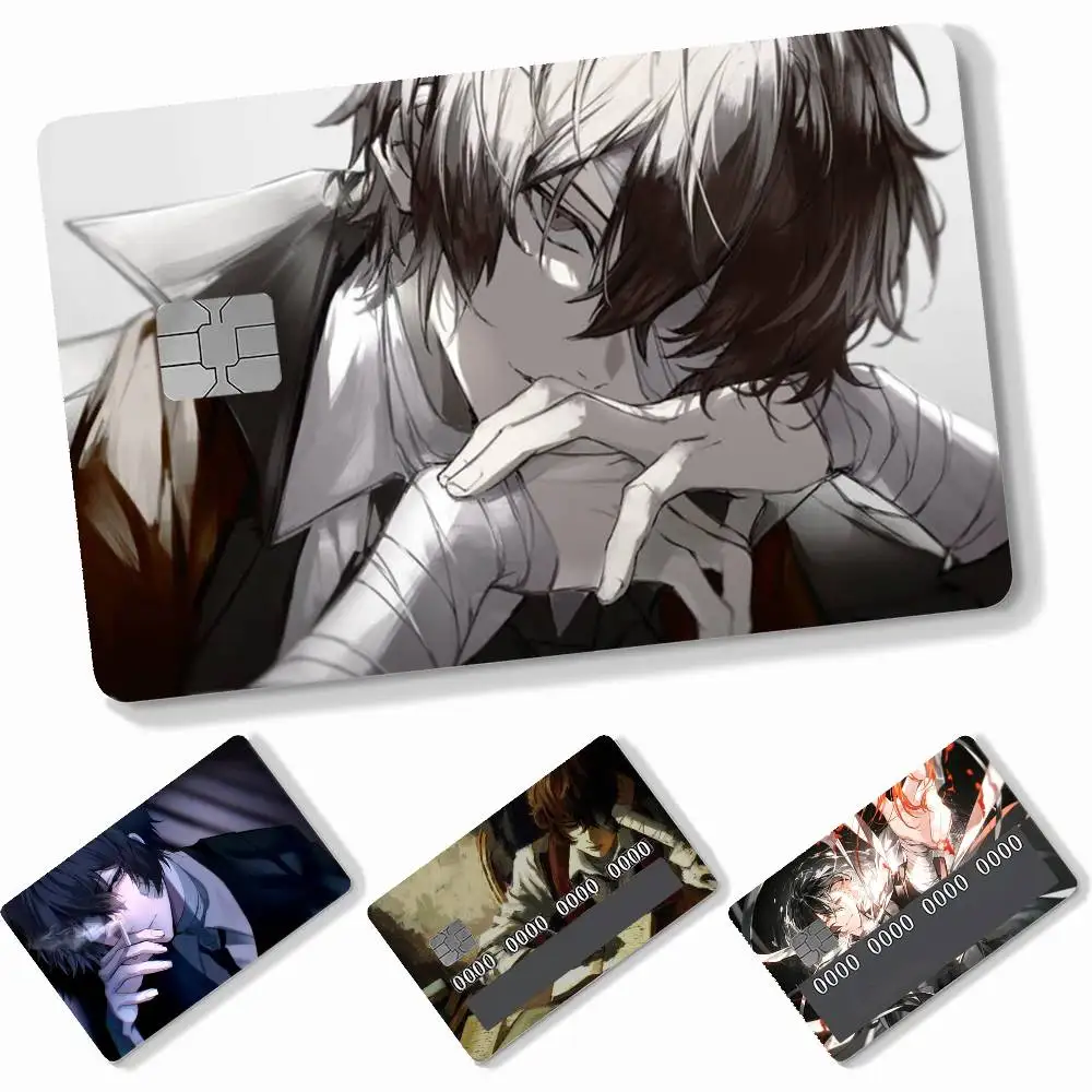 O-Osamu D-Dazai Anime  4pcs Credit Card Skin Stickers Suitable for Bank Debit Subway Bus Transit Pass Decorative Cover