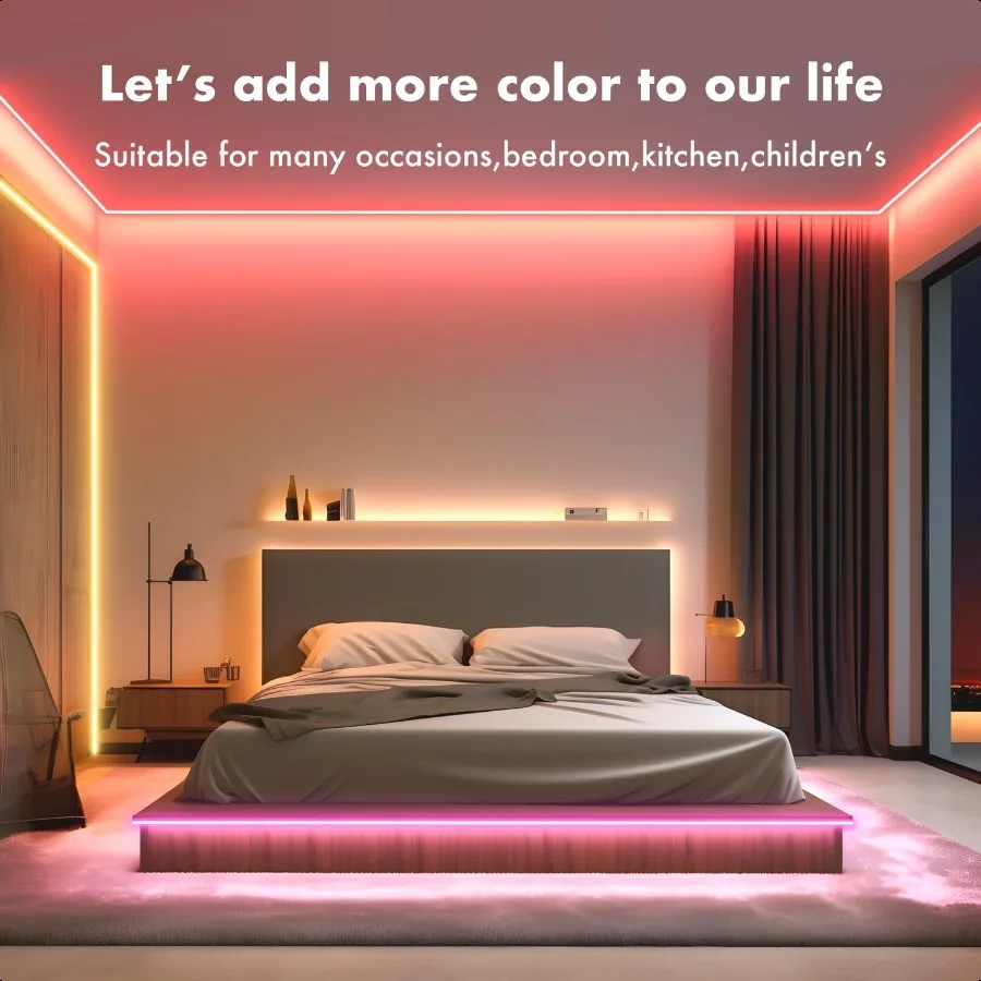 أضواء حبل النيون 16.4FT RGB LED قطاع أضواء App التحكم IR عن بعد في الهواء الطلق IP67 مقاوم للماء مزامنة الموسيقى تصميم مرن ذاتي الصنع fo