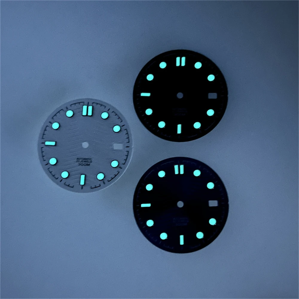 31mm Watch Dial for NH35 Replacement White/Black/Blue Dial Blue Luminous Watch Face for NH35A Movement