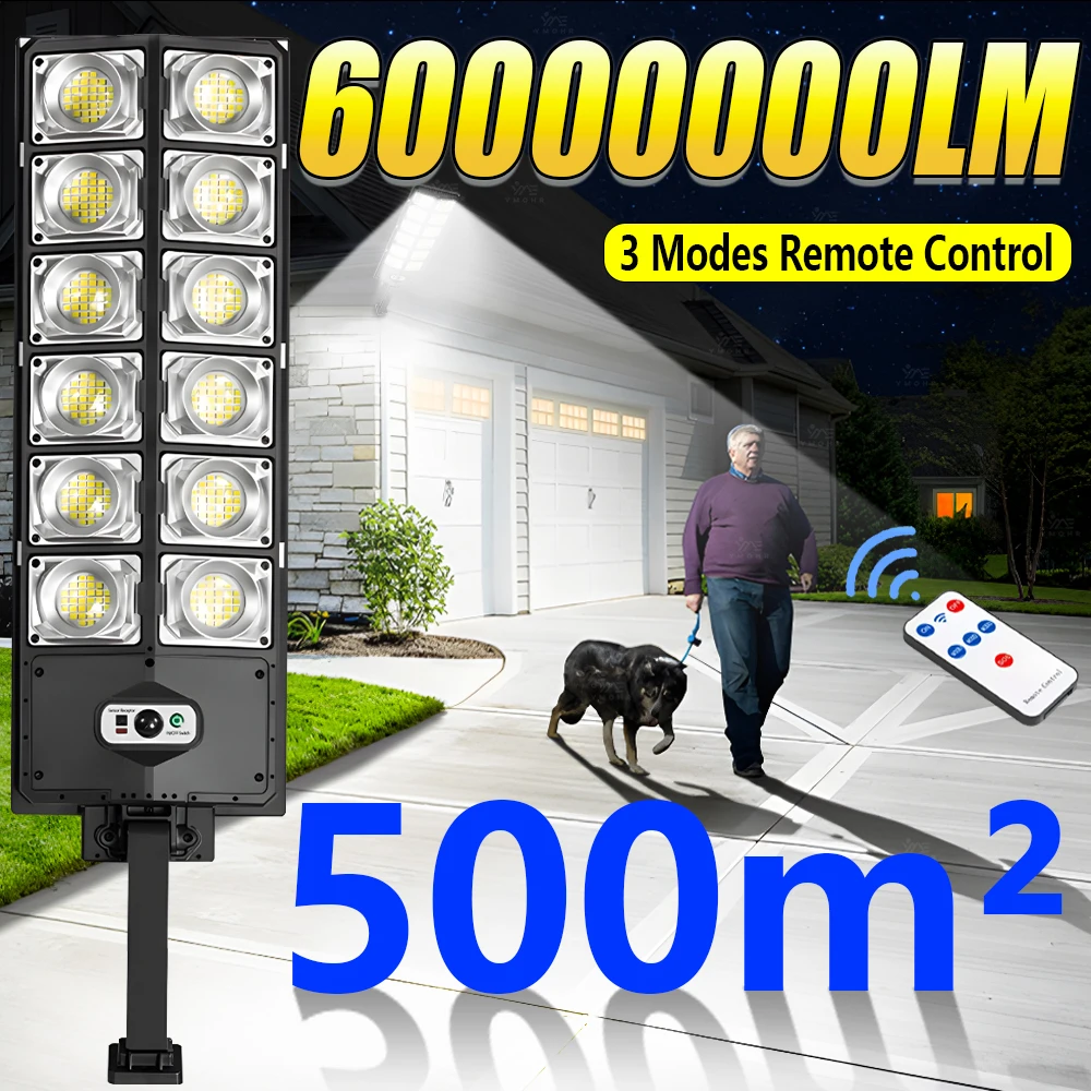 

60000000LM Newest Outdoor Solar LED Lights 3 Modes Remote Control Street Light IP65 Waterproof Outdoor Lighting Garden Wall Lamp