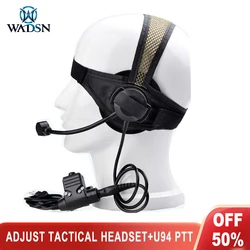 WADSN Airsoft Adjust Headband Headset with U94 PTT Kenwood Plug Softair Tactical Hunting Shooting Military Headphone