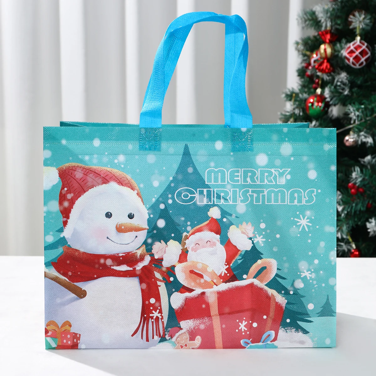 4/6pcs Christmas Gift Bags Tote Bag Xmas Non-Woven Gifts Bags Santa Snowman Treat Bags Navidad Party Decoration 2024 Natal Noel