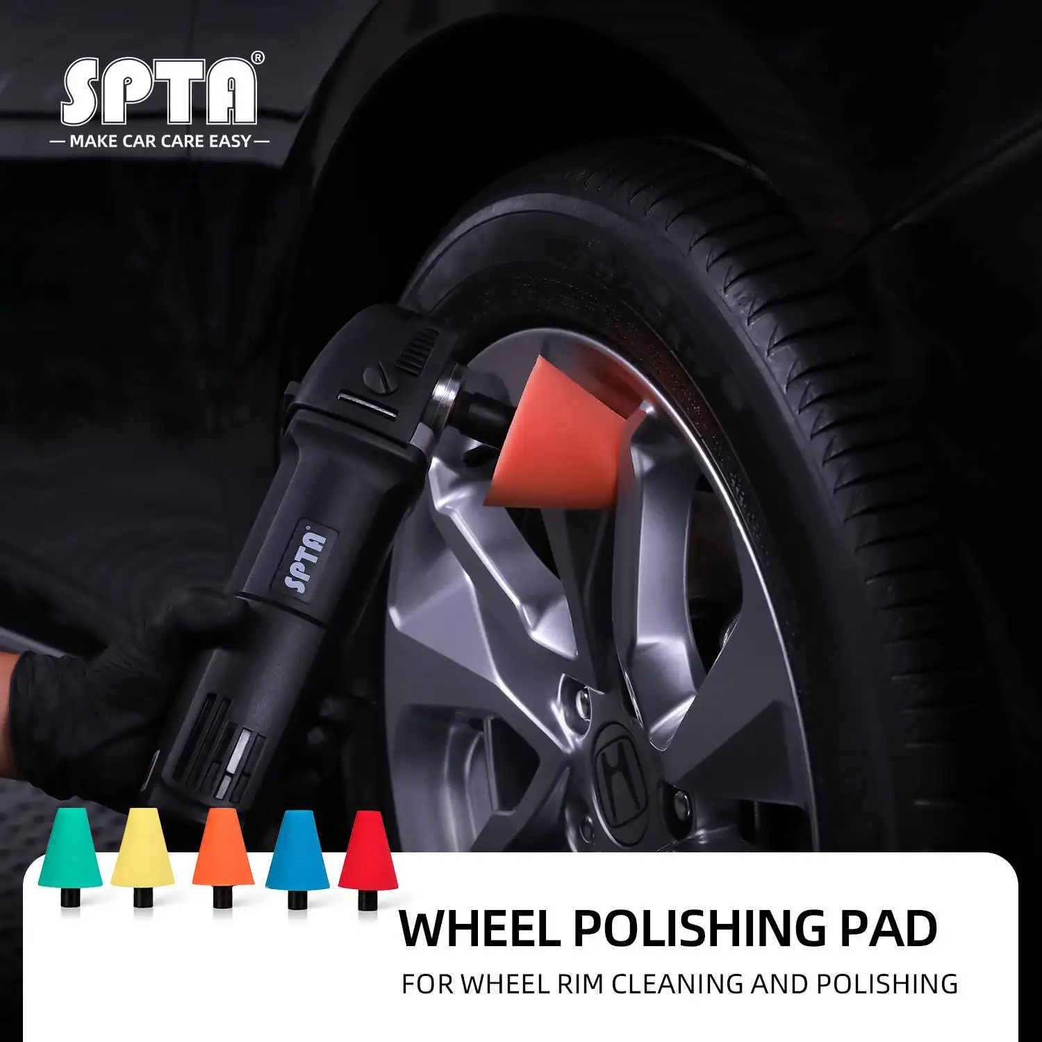 (Single Sale) SPTA Car Wheel Polishing Sponge Detail Processing Polishing  With M14 Thread Auto Cleaning Polishing Cone