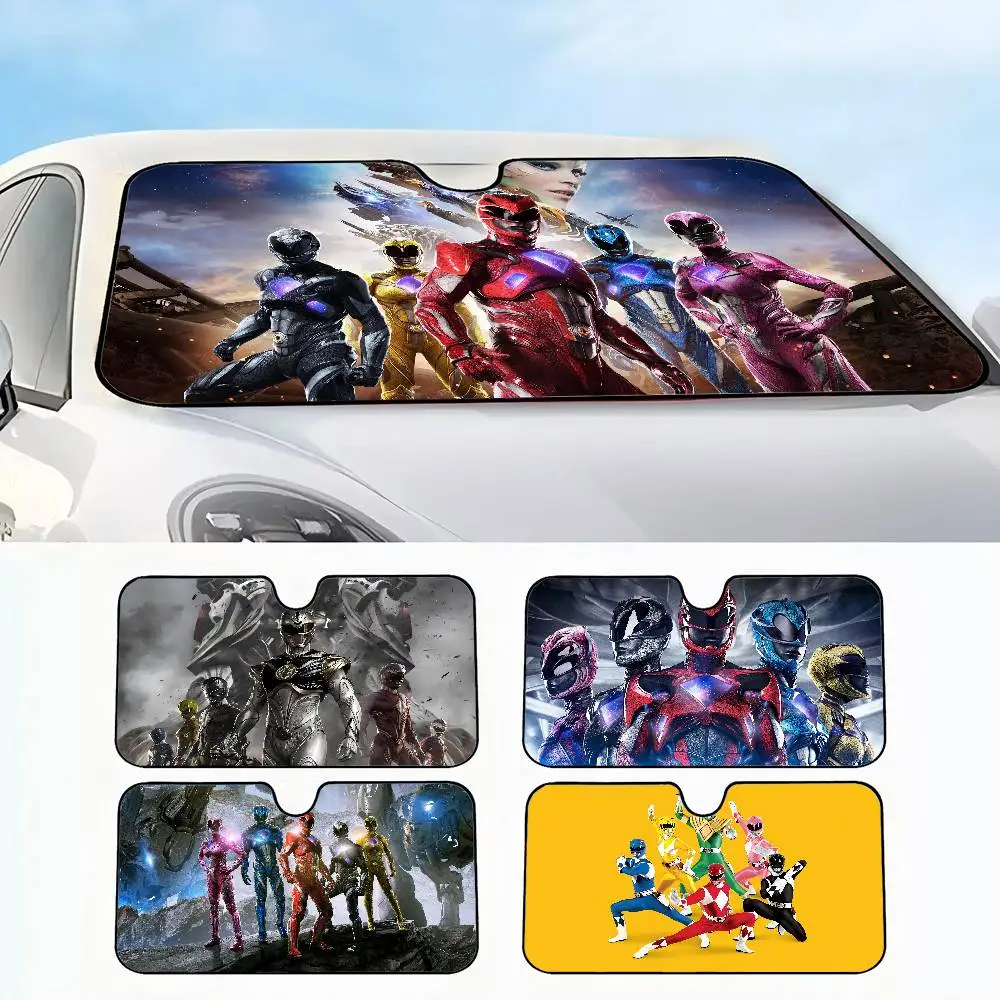 

P-Power R-Rangers Novelty Car Front Windshield Sunshade 70x130cm Cartoon Foils Car Window Windscreen Cover