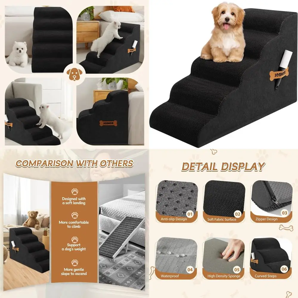 Pet Stairway with 4 Non-Slip Steps for High Furniture, Waterproof and Durable for Small Dogs and Cats