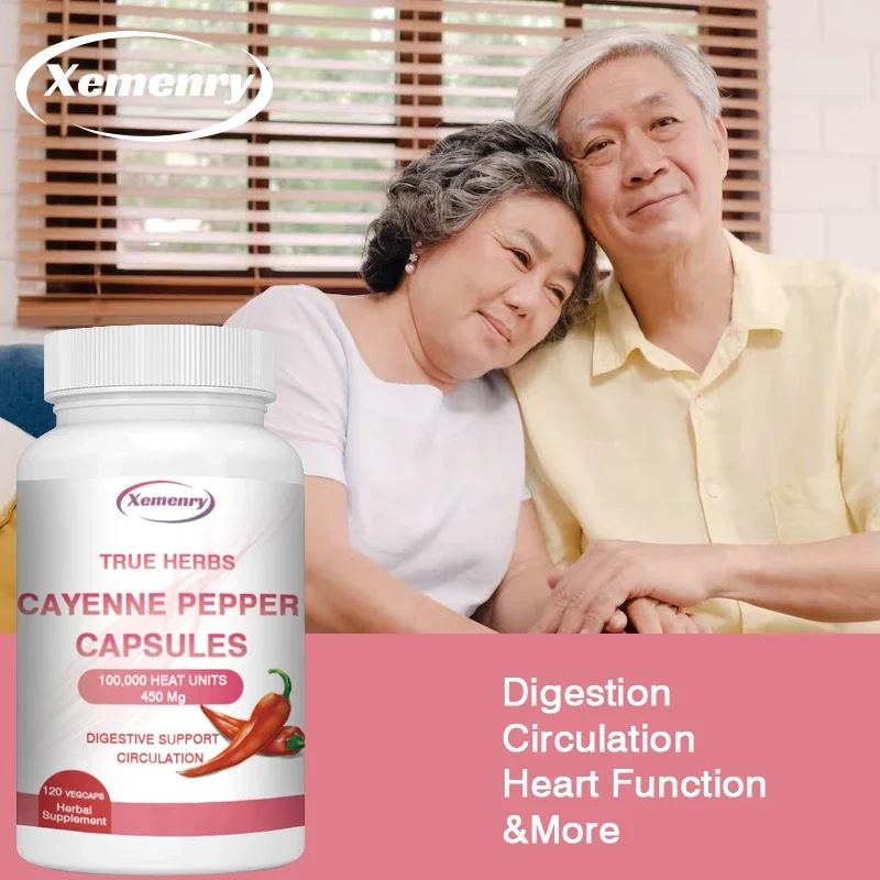 

Supports Cardiovascular Health, Promotes Blood Circulation, and Digestive Health-Cayenne Pepper Capsules 750mg